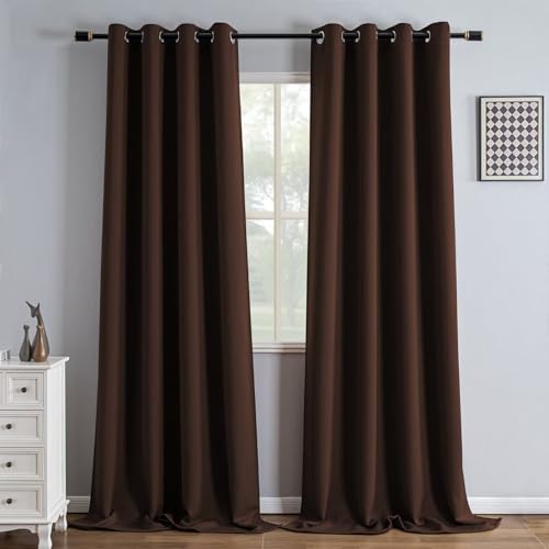 IGEMAEVE Blackout Curtains for Living Room Chocolate 52" W x 90" L