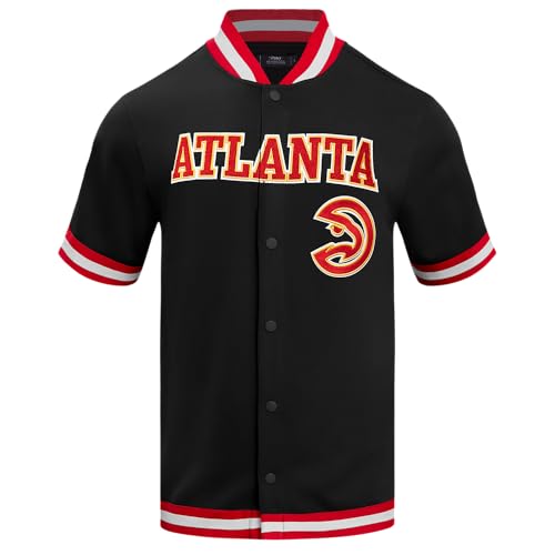 Men's NBA Atlanta Hawks Classic Chenille Men's Button Down Black/RED L