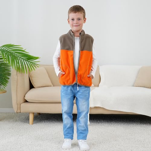 FIRITHYC Jungen-und Kleinkinder-Polarfleece-Weste mit Reißverschluss Sleeveless Warme Winter-/Herbst-Dickfutter-Weste mit Taschen