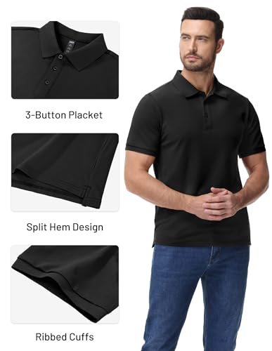 Image of MIER Men's Cotton Pique Polo Shirts, Short Sleeve Golf Work Casual Tops