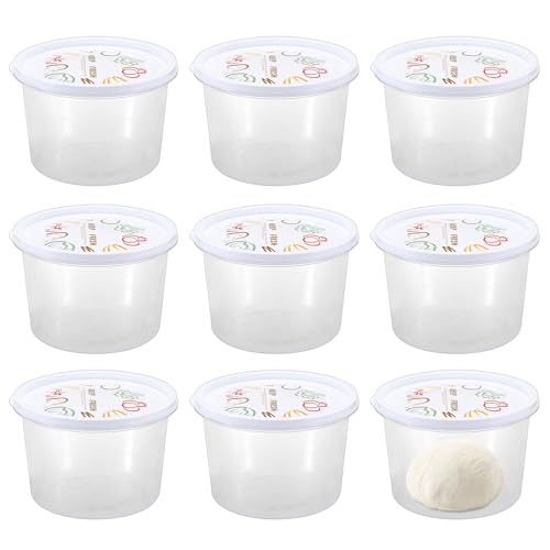 BSTKEY Round Pizza Dough Proofing Boxes, Set of 9 Stackable Food Storage Containers with Lid, 1800ml Clear Plastic Tray Fits for 370 Gram Pizza Dough, For Making More Than 16" Pizzas BSTKEY Round Pizza Dough Proofing Boxes, Set of 9 Stackable Food Storage Containers with Lid, 1800ml Clear Plastic Tray Fits for 370 Gram Pizza Dough, For Making More Than 16" Pizzas