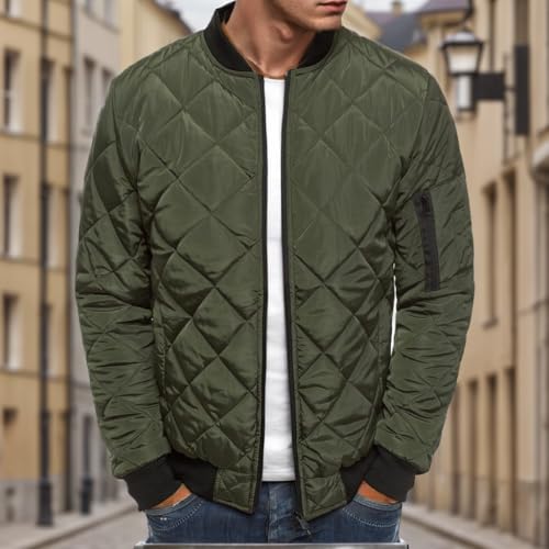 Mens Bomber Jackets Lightweight Jacket Coat Loose Fit Outwear Casual Sportswear Diamond Quilted Jackets2