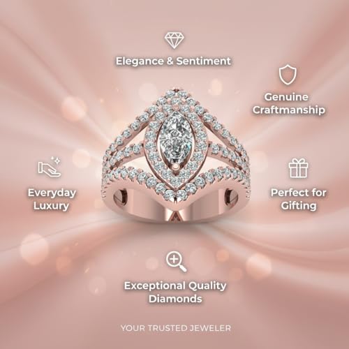 Image of Choose Your Gemstone Royal Empress Ring rose gold plated Marquise Shape Halo Engagement Rings Affordable for your Girlfriend, Wife, Partner Wedding US Size 4 to 12