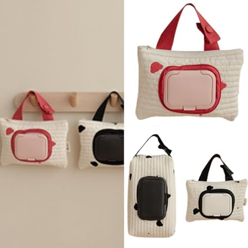 Bear Designings Hanging Wet Wipe Bag Embroidered Bear Wet Wipe Easy Access Essential for Outdoors Diaper Attachments - 1