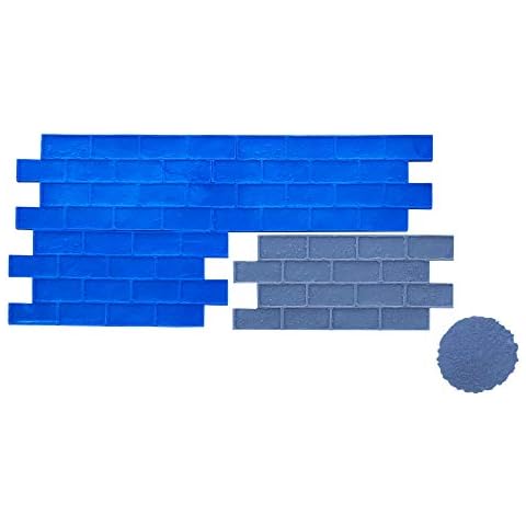 Worn Brick Running Bond Concrete Stamp Set by Walttools | Classic Masonry Paver Pattern, Sturdy Polyurethane Texturing Mats, Decorative Realistic Detail (8 piece) Cover