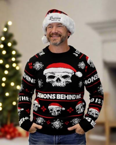 Demons Behind Me EXTREMELY LIMITED! Santa Skull Not So Ugly Christmas Sweater2