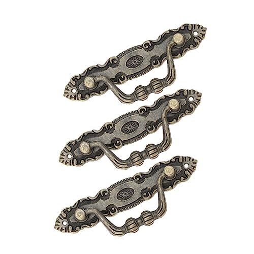 BinZyronic 引き出し用取っ手 3個セット アンティーク調 ? レトロデザインでキッチンや家具のアクセサリーに最適、亜鉛合金製で耐久性あり