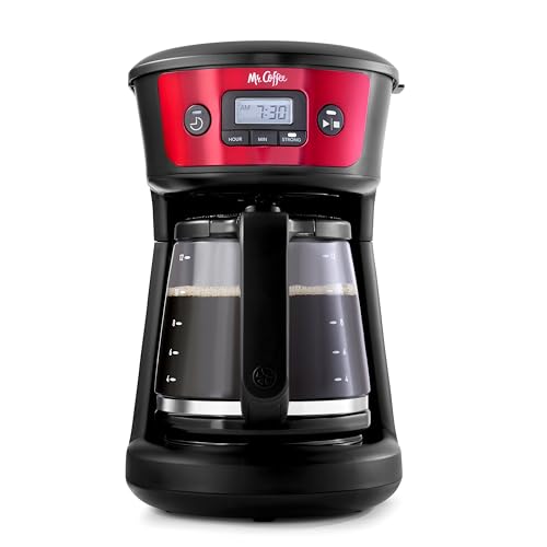 Mr. Coffee 12 Cup Programmable Coffee Maker with Strong Brew Selector, Red