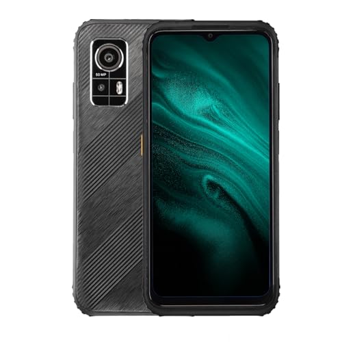 AGM H6 Ultradünnes Outdoor Handy ohne Vertrag -16(8+8) GB+256GB+512GB TF, Android Leichtes Wasserdichtes Smartphone mit 3 Kartenslots, 6,56 Zoll Baustellenhandy, Dual SIM/NFC/4G, Schwarz