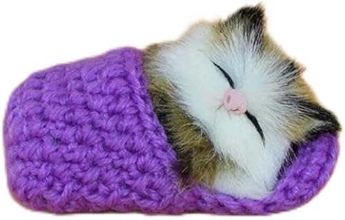 REBABA Juguete de gato dormido en zapatilla de juguete, mini gatito en zapato con sonidos de maullidos decoración de juguete de mano regalo para