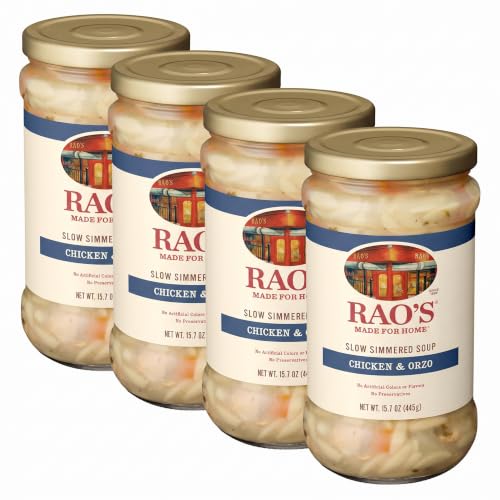 Rao's Made for Home Chicken Orzo Soup, 16 oz, Traditional Italian Heat and Serve Soup, Made with Premium Quality Ingredients (Pack of 4)