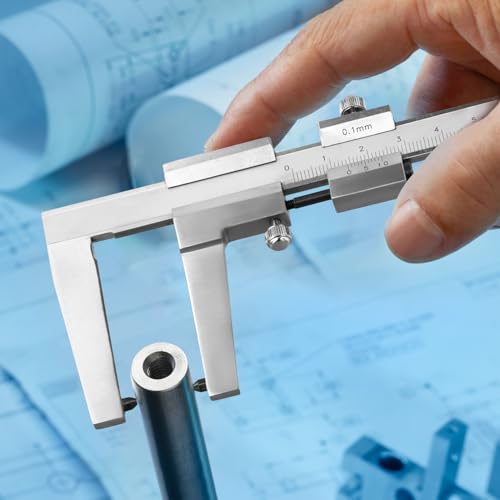 QWORK® Bremsscheiben Messschieber mit Feststellschraube - 0-60 mm Messbereich - Ablesegenauigkeit 0,1 mm