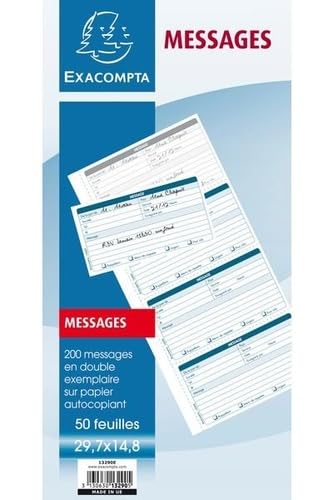 Carnet 29,7x14,8cm - messages telephones (4 a la page) - 50 feuilles dupli autocopiantes