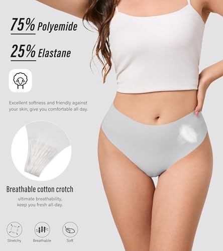 Image of DEANGELMON Seamless G-string Thongs for Women - No Show Thong Underwear Low Rise Stretch Panties Workout Pack
