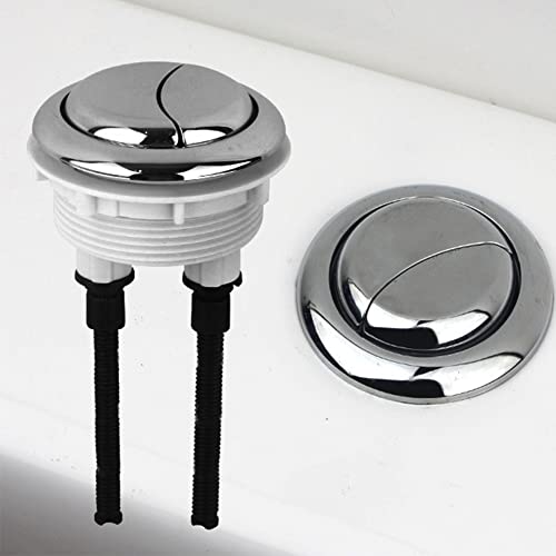 Lokatall Doppelter Druckknopf, WC-Spülknopf, Spülkasten Ersatzteile, Toilettenspülung Drücker, 2 Stück, Ersatz-WC-Spülknopf, WC-Tankknopf mit Gewindedurchmesser 48 mm (rund)