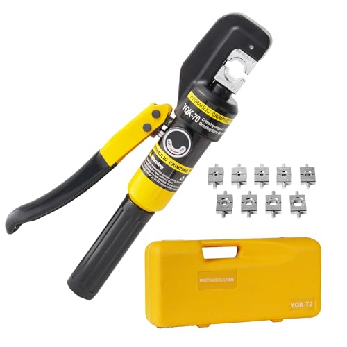 TOORGO 10 Ton Hydraulic Crimping Tool, 12 AWG to 2/0 AWG Hydraulic Crimper with 9 Dies, for Wire Rope, Copper Lugs, Ring Terminals, Electrical Connectors