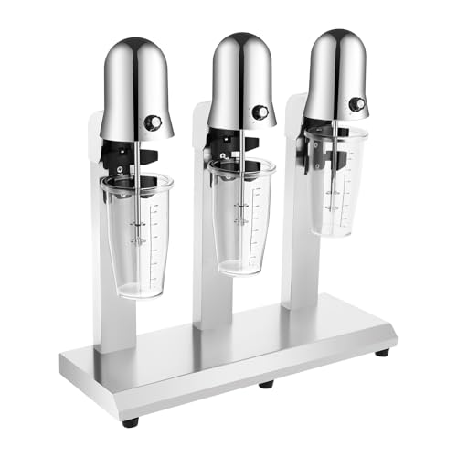 3 Heads Electric Commercial Bubble Tea Shaker Machine,18000RPM Stainless Steel Milkshake Maker,Quiet Operation Easy to Clean,for Boba Milk Tea Juice and Drink Mixing in Cafes and Restaurants