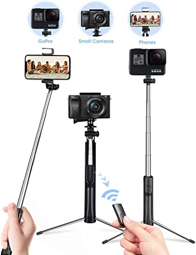 Selfie Stick Tripod/Monopod/Led Fill Light 3-In-1 Combo, Extendable Foldable Selfie Stick With Wireless Bluetooth Remote, Lightweight 360° Rotation Phone Tripod For Gopro/Sport Cameras/Smartphone #TOP1