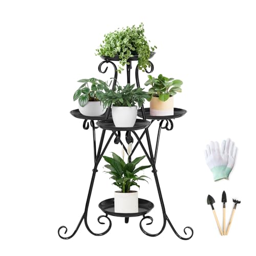 CXRYLZ-FUR porta Piante da Interno ed Esterno a 5 Ripiani, Fioriera Vaso Vasi Piedistallo Metallo, Portavaso Scaffale Moderno Salvaspazio per Giardino, Balcone, Soggiorno