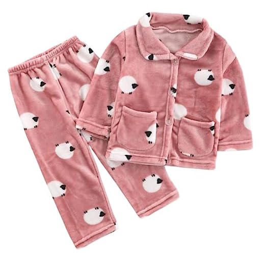 Barrageon Bebé Ropa de Casa 0-12T Niño Camisones Franela Calentar Invierno Infantil Homewear Niña Ropa de Dormir Niños Pijama (Rosa Oscuro-160)