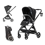 Kinderwagen Buggy, ELITTLE EMU Buggy Klein Zusammenklappbar, 0-36 Monate Babys Leichter Kompakter Kinderwagen, Buggy bis 25kg Bequem für Verschiedene Outdoor-veranstaltungsorte (Schwarz)