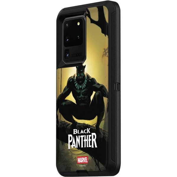 Skinit Decal Phone Skin Compatible with OtterBox Defender Galaxy S20 Ultra 5G - Officially Licensed Marvel Black Panther TChalla King of Wakanda Design