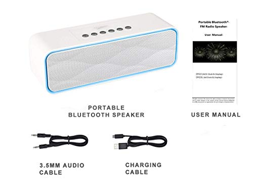 Portable Bluetooth Stereo Speaker, 2X5W Dual Acoustic Drivers, FM Radio & Handsfree Speakerphone, Micro SD Card & USB & AUX Slots for Smart Phone, MP3, iPad, Tablet & More - Thumbnail 6