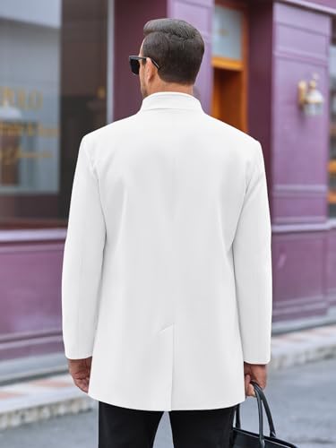 Image of Makkrom Mens Casual Overcoat Single Breasted Peacoat Business Topcoat