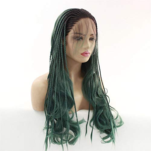 Perruque de dentelle noire ondulée haut de gamme tresses longues - 4