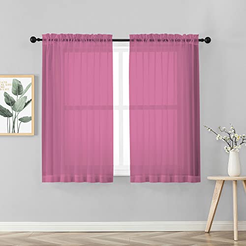 IlGruppone Coppia Tendine Tende 60 x 150 Cm Finestra Semi Oscuranti A Tinta Unita Leggera Cucina Camera Cameretta 2 Pannelli - Lilla