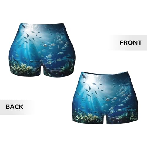 Submarine World Pattern Sports Shorts, high Elastic Slim Fitness Pants, Suitable for Yoga/Leisure/Daily wear3