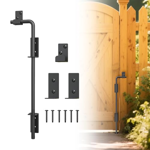 URDOGSL 18" Heavy Duty Cane Bolts for Gates with Upgraded Square Hardware Gate Drop Rod with Black Finish for Wood PVC Vinyl Fences Gates, Double Doors-1 Pack by URDOGSL - Used condition - US$14.99