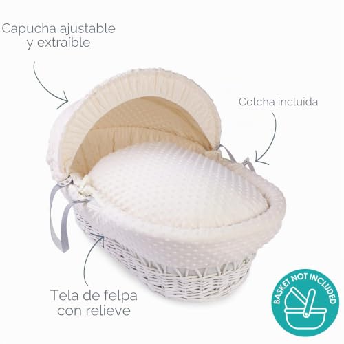Miniatura 3 de Clair De Lune Juego De Ropa De Cama Dimple Moses Basket Cesta No Incluida - Crema