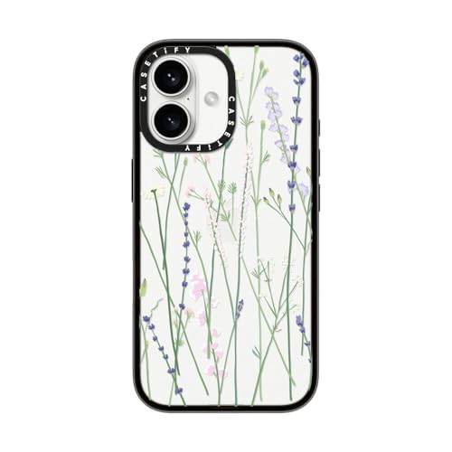 CASETIFY Compact iPhone 16 Case [4 ft. 2X Military Grade Drop Protection/Slim/Lightweight] - Gigi Garden Florals - Clear Black