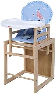 Travel Booster Seat Wooden Combination High Chair, for Baby/Toddlers Dining, with Play Table & Cushion (Color : Blue)
