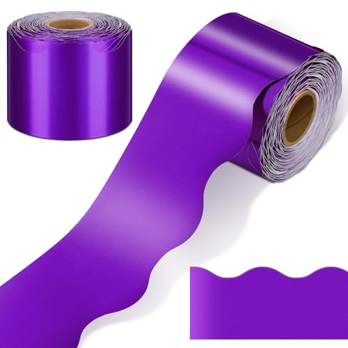 Ecally 65.6 ft Scalloped Bulletin Board Borders Classroom Shine Decorative Scalloped Bulletin Board Trim Borders Decorations for School Classroom Home Decor(Purple)