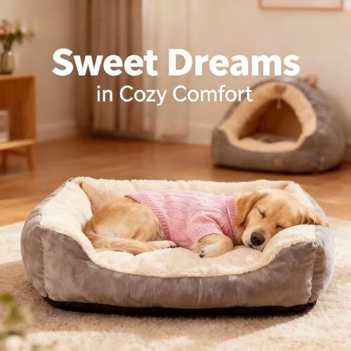 Image of Small /Medium Dog Sweater, Warm Dog Winter Coat w /Sleeves, Comfortable High Neck Premium Dog Clothes for Golden Retriever-Best for Holidays, Daily Walks XXL Pink