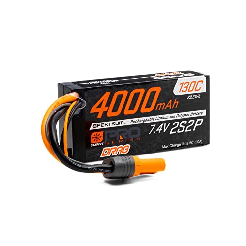 Spektrum 7.4V 4000mAh 2S 130C Smart Drag LiPo Battery IC5
