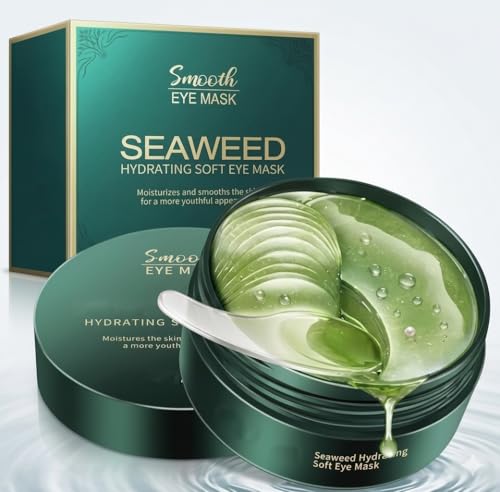 Image of Seaweed Under Eye Patches 60 PCS Collagen Gel Masks for Puffy Eyes, Dark Circles & Wrinkles Anti-Aging Hydrating Eye Pads with Hyaluronic Acid for Skin Tightening & Moisturizing