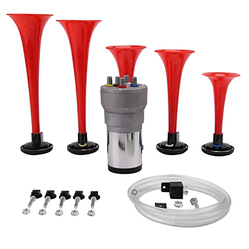 FARBIN Musical Air Horns Plays Dixieland Melody Music Horn Dixie Air Horn Multi-frequency Sound Five Trumpet Dixie Truck Horn with Compressor for Any Vehicle (DIXLAND Musical Horns) by FARBIN - Used condition - US$44.10