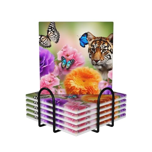 Dessous de verre céramique absorbant avec support métal pour maison