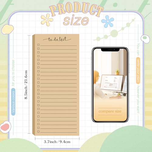 Image of Censen 10 Pack 500 Sheets to Do List Notes Daily Checklist Notepad with 50 Sheets Undated Memo Pad Color Block Shopping List Weekly Plan Notepad Organizer Planners(Wood Color,Lined) | Note Book 509 Sheets Colorful Memo Pad Office School Supplies Planner Shopping Weekly Plan Task Organizer Tear-off Design