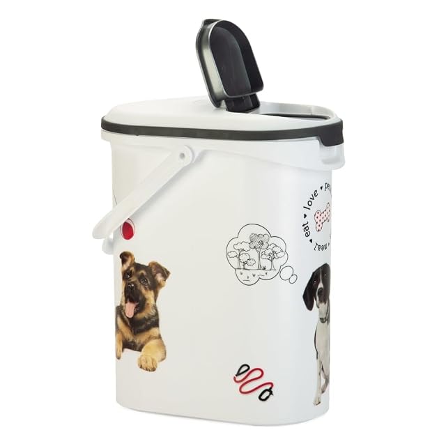 Foto 5 de 6 de Curver - Contenedor para pienso 10 L, 19 x 29 x 34 cm, Blanco, 4 Kg Perros