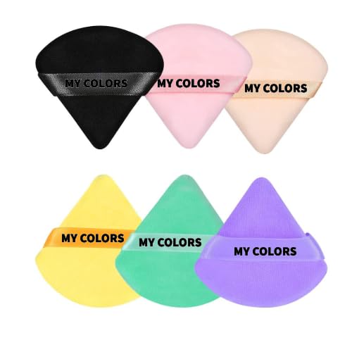 My Colors 6 Pieces Powder Puff Soft Face Triangle Makeup Puff for Loose Powder Body Cosmetic Foundation Sponges Beauty Blender Makeup Tool Multicolors