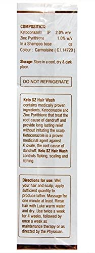 Image of Keto Sz Hair Wash - Bottle of 120ml Shampoo with Ketoconazole and Zinc pyrithione