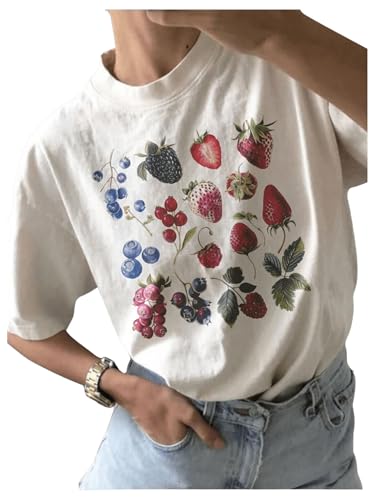 SOLY HUX Women's Y2k Graphic Tees Crew Neck Short Sleeve Casual T Shirt Tops