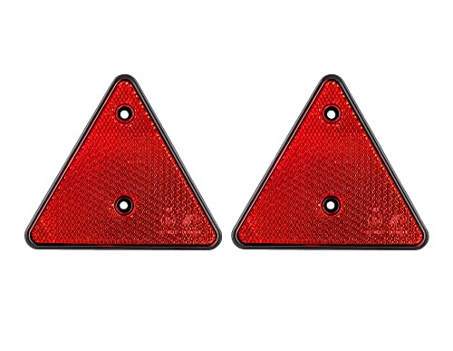 Juego de 2 reflectores triangulares, 15 x 13,5 cm, catadióptricos para remolques, triángulos de ojo de gato, marca E con tornillos Cover