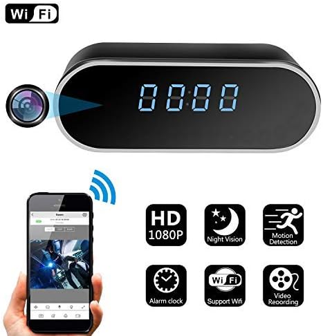 ZDMYING Spy Hidden Camera, HD 1080P Alarm Clock WiFi Cam, with Night Vision/Motion Detection/Loop Recording Home Surveillance Nanny Security Cameras