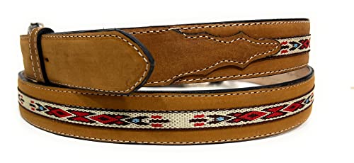 Men's Genuine Leather Western Style Belt, Suede Leather Cowboy Rodeo Belt2
