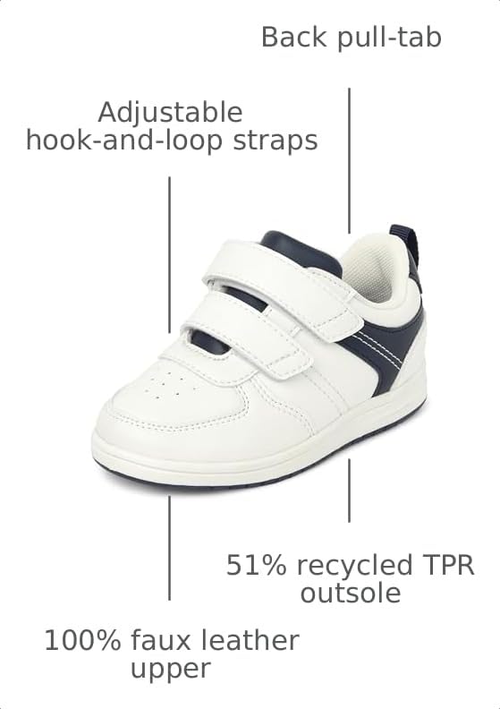 The Children's Place,Baby Boys and Toddler Everyday Casual Sneakers,White Multi Low Top,Toddler,10 by The Children's Place - Used condition - US$15.85